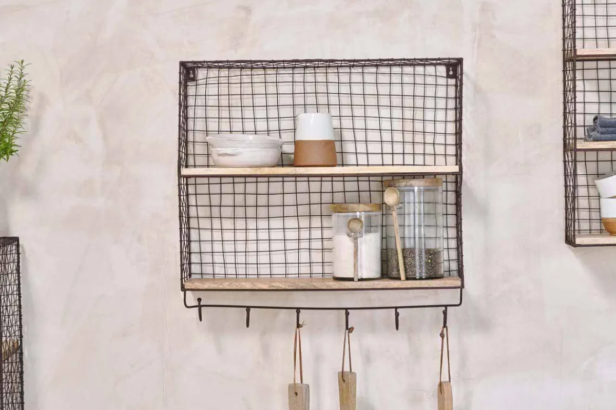 Pantry|Kitchen Storage^Nkuku Tamba Shelf with Hooks