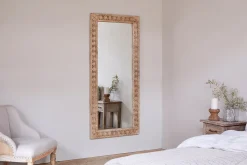 Full Length Mirrors|Wall Mirrors^Nkuku Tannir Carved Mango Wood Mirror - Natural
