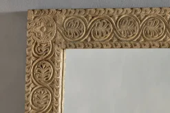 Decorative Home Accessories|Wall Mirrors^Nkuku Tannir Mango Wood Carved Mirror - Natural