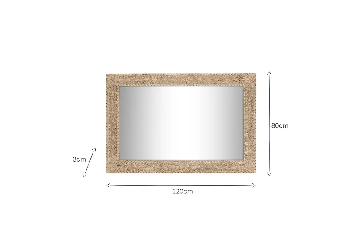 Decorative Home Accessories|Wall Mirrors^Nkuku Tannir Mango Wood Carved Mirror - Natural
