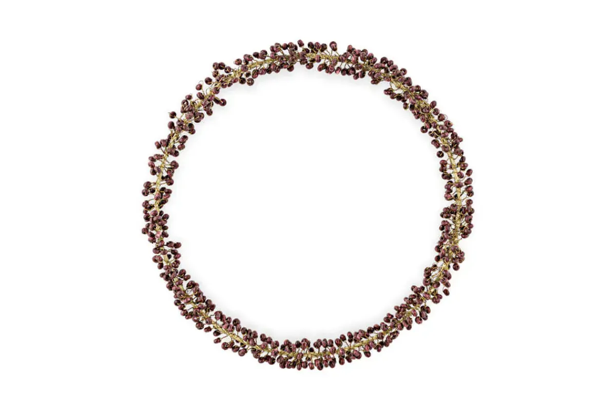 Wreaths & Garlands|New Christmas^Nkuku Tanu Mango Wood Beaded Wreath - Brass & Ruby