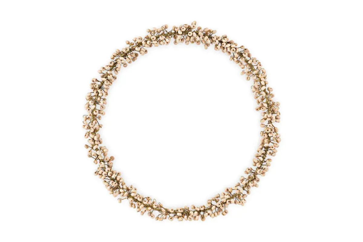 Wreaths & Garlands|New Christmas^Nkuku Tanu Mango Wood Beaded Wreath - Brass & Natural