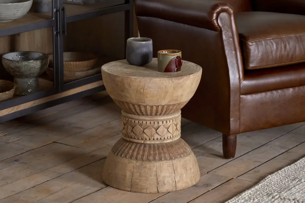 Living|Side Tables^Nkuku Taru Carved Side Table - Natural