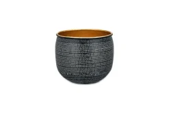 Decorative Home Accessories|Garden Planters^Nkuku Tembesi Etched Planter - Antique Black & Brass