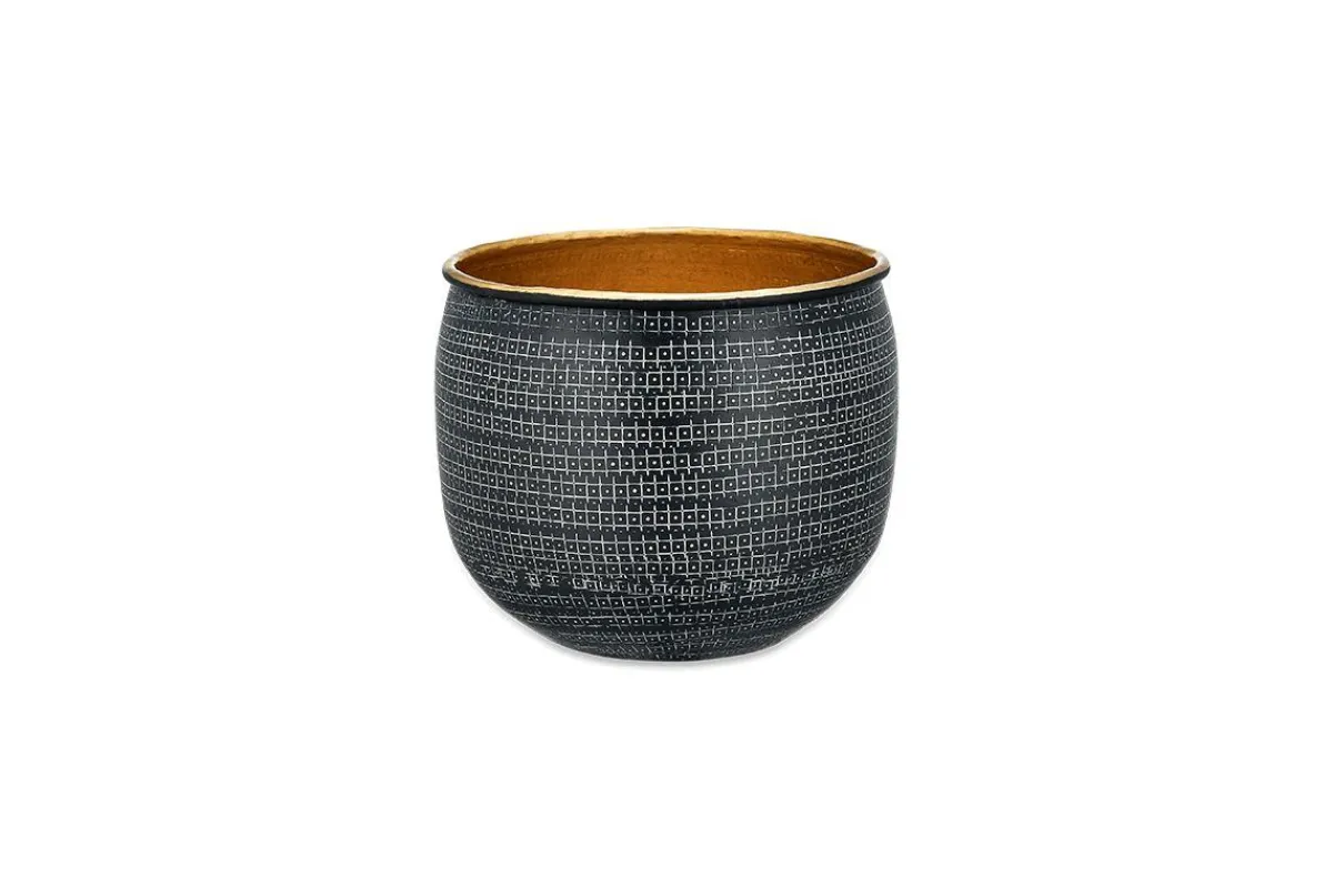Decorative Home Accessories|Garden Planters^Nkuku Tembesi Etched Planter - Antique Black & Brass
