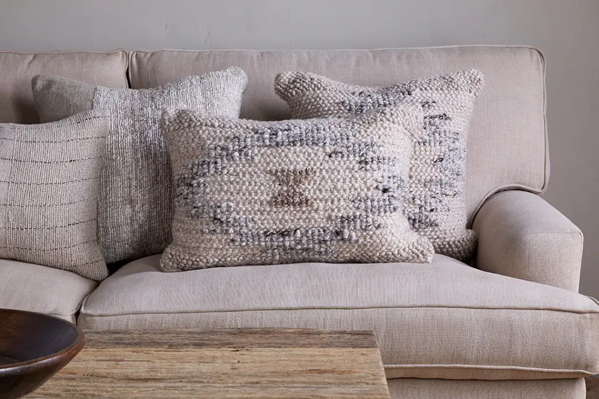 Bedroom Textiles|Cushions^Nkuku Tendai Cotton & Wool Cushion Cover - Natural