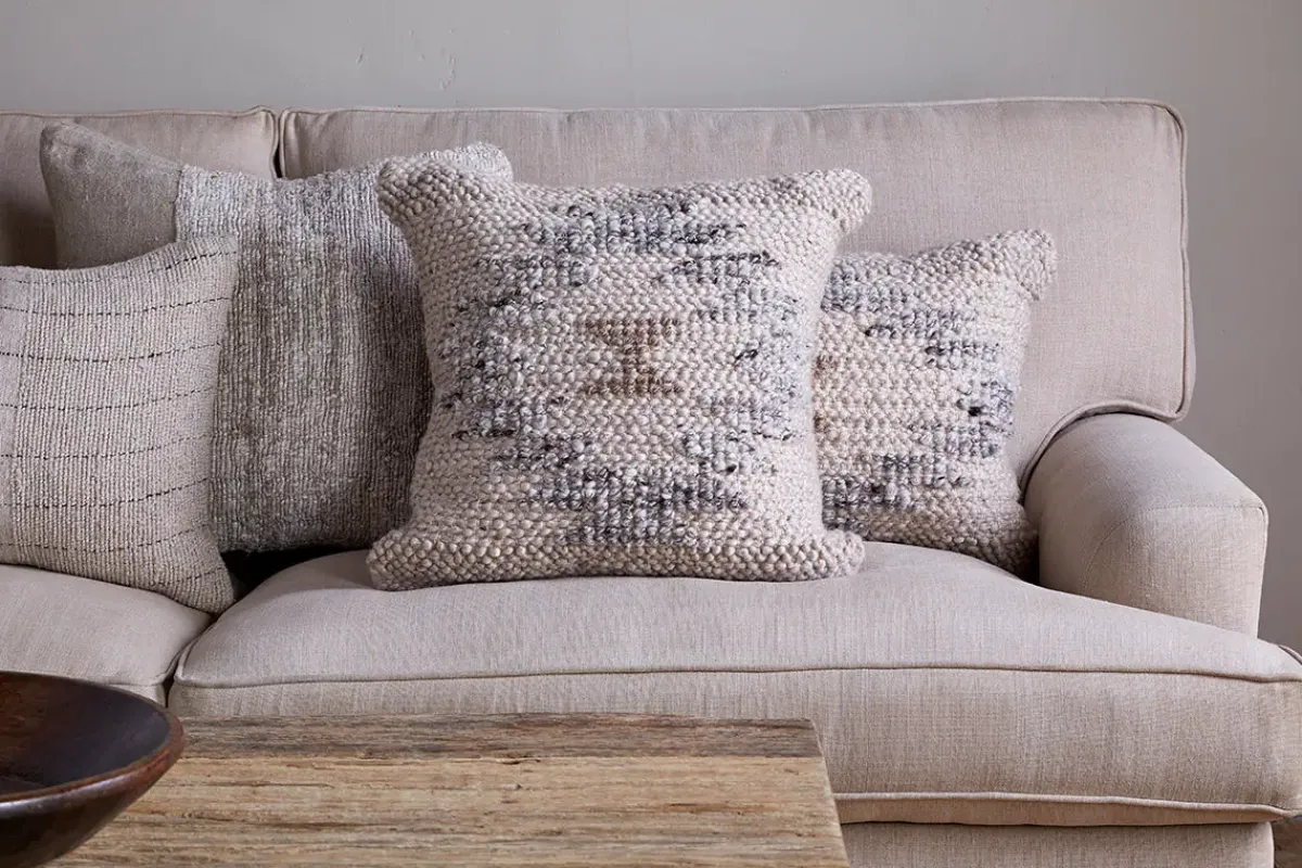 Bedroom Textiles|Cushions^Nkuku Tendai Cotton & Wool Cushion Cover - Natural