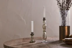 Decorative Home Accessories|Fireside^Nkuku Tharad Recycled Glass Candle Holder - Smoke Lustre