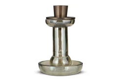 Decorative Home Accessories|Fireside^Nkuku Tharad Recycled Glass Candle Holder - Smoke Lustre