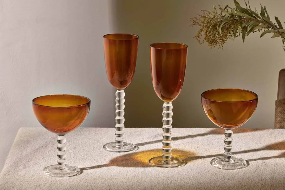 Barware|Entertaining Glasses^Nkuku Thimma Champagne Coupe - Amber (Set of 2)