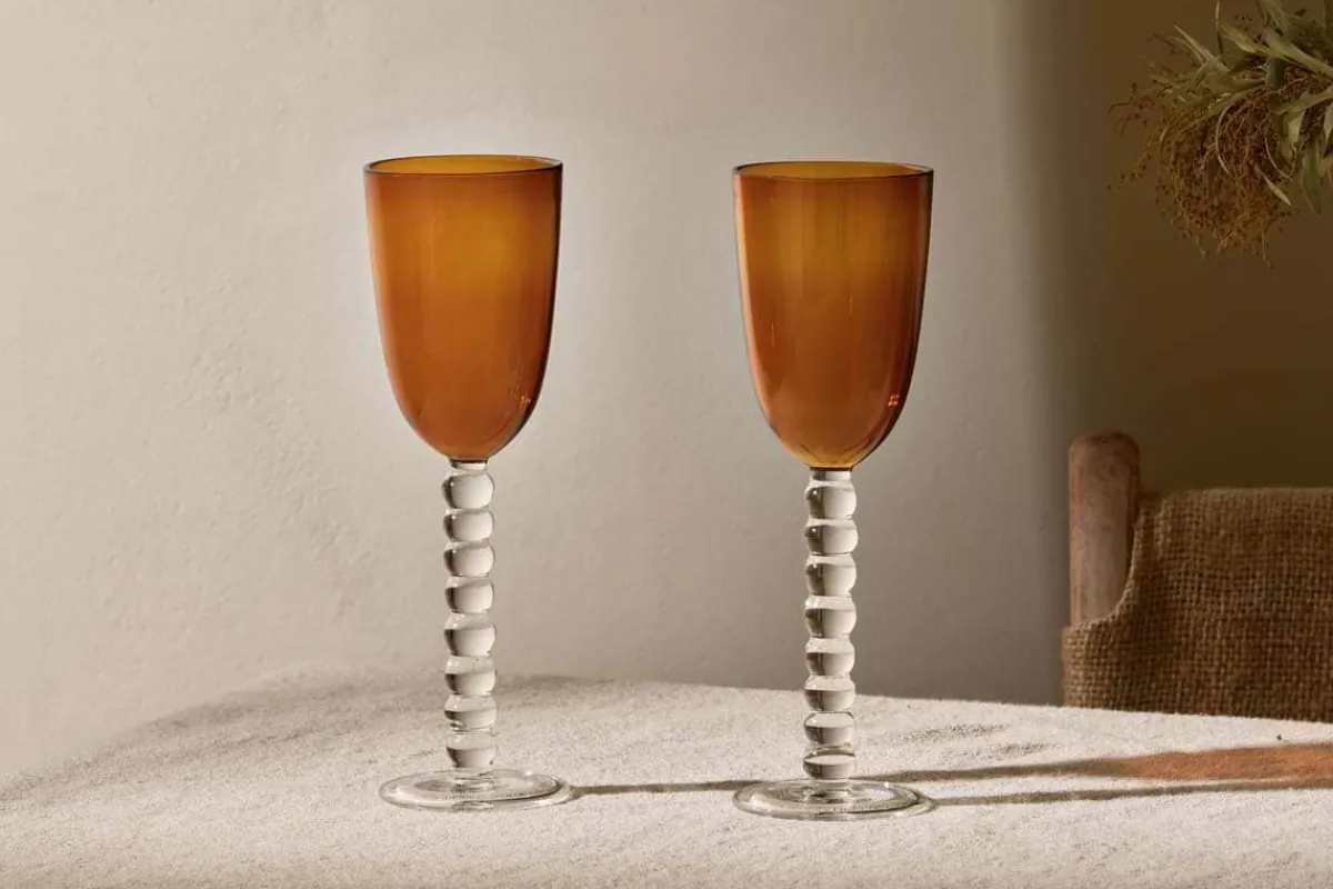 Barware|Entertaining Glasses^Nkuku Thimma Wine Glass - Amber (Set of 2)