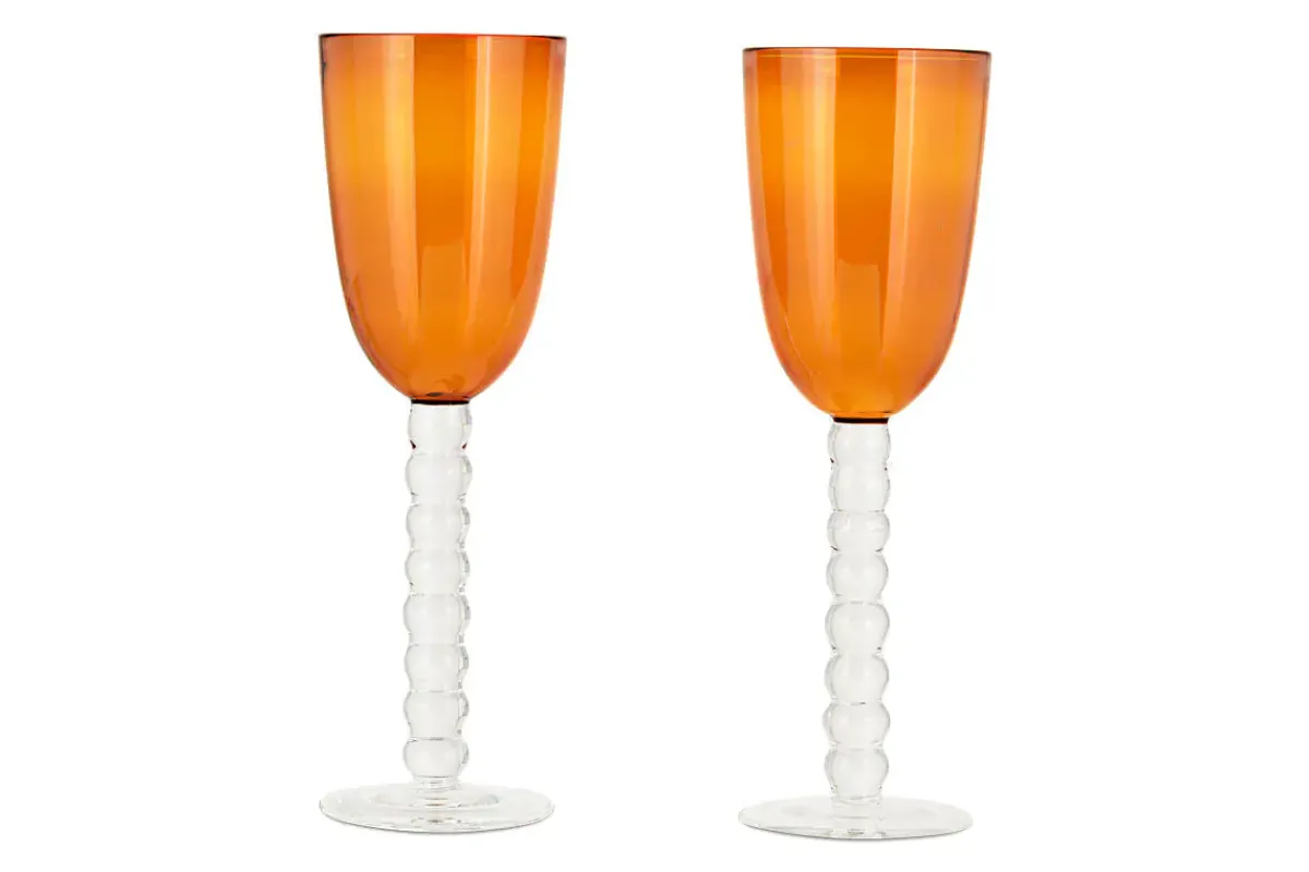 Barware|Entertaining Glasses^Nkuku Thimma Wine Glass - Amber (Set of 2)