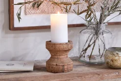 Decorative Home Accessories|Desk Accessories^Nkuku Thoko Reclaimed Round Candlestick - Dark Stain