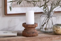 Decorative Home Accessories|Desk Accessories^Nkuku Thoko Reclaimed Round Candlestick - Dark Stain