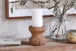 Decorative Home Accessories|Desk Accessories^Nkuku Thoko Reclaimed Round Candlestick - Dark Stain
