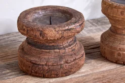 Decorative Home Accessories|Desk Accessories^Nkuku Thoko Reclaimed Round Candlestick - Dark Stain