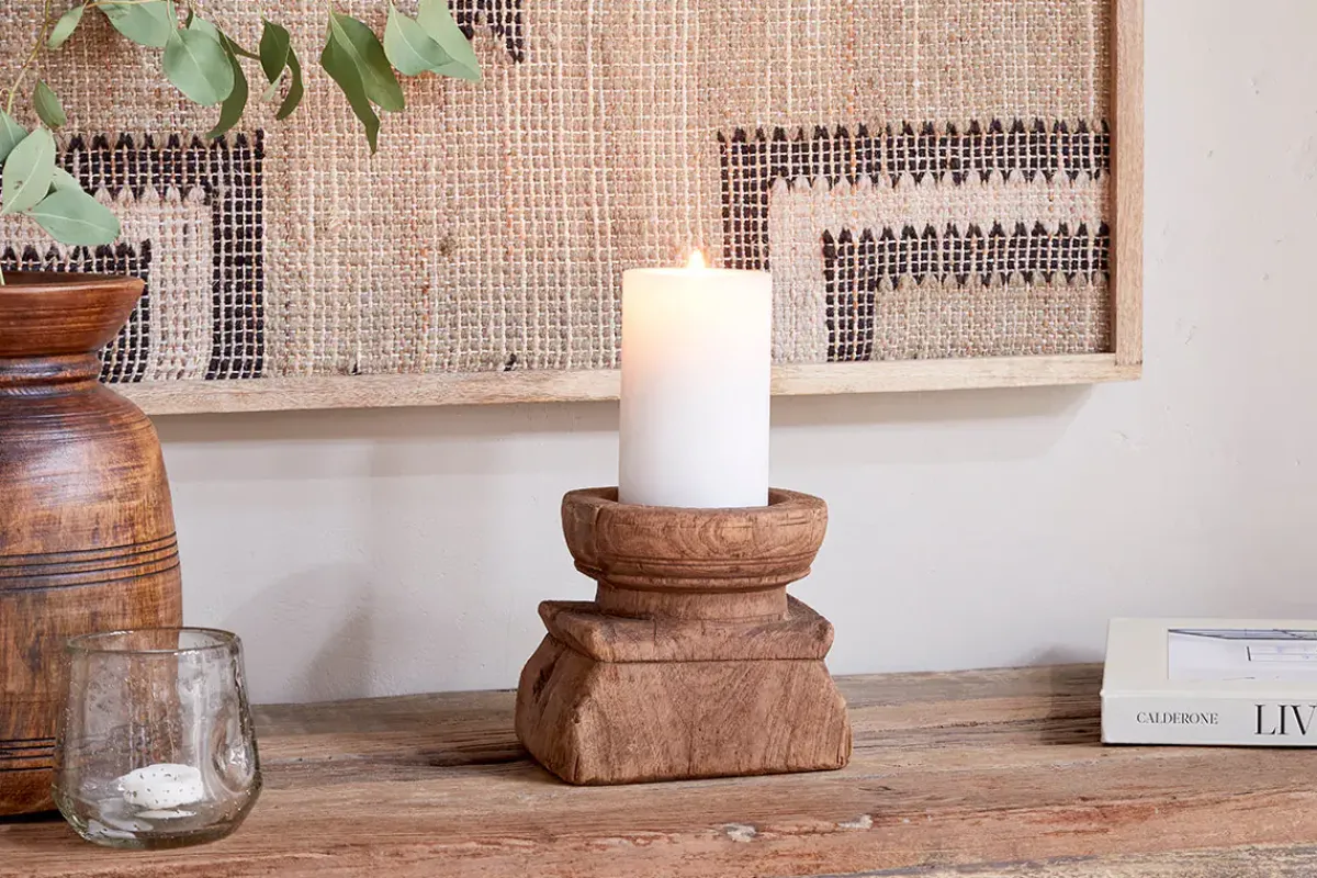 Decorative Home Accessories|Candlesticks^Nkuku Thoko Reclaimed Square Candlestick - Dark Stain