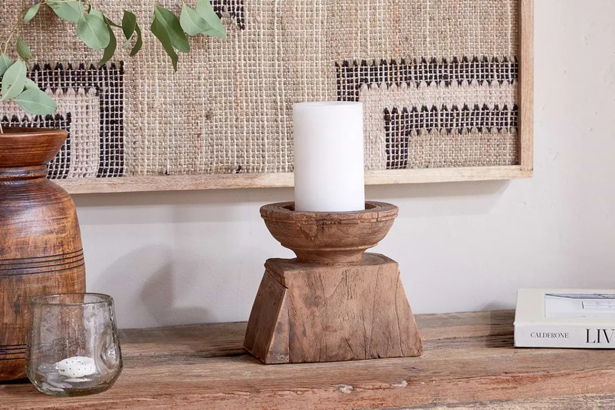 Decorative Home Accessories|Candlesticks^Nkuku Thoko Reclaimed Square Candlestick - Dark Stain