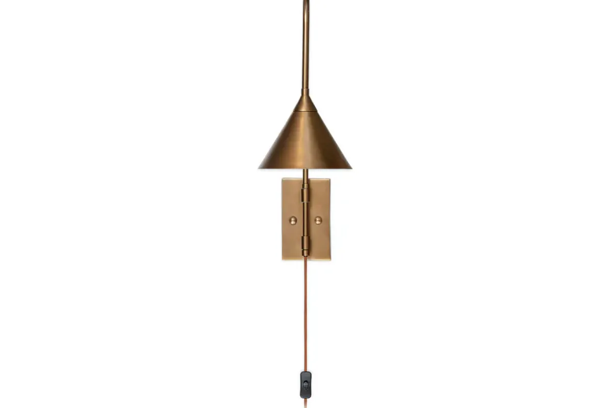 Wall Lights|Wall & Spot Lights^Nkuku Thottam Swing Arm Wall Lamp - Antique Brass