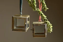 Bright Christmas|Baubles & Tree Decorations^Nkuku Tiny Kiko Box Decorations (Set of 2) - Antique Brass