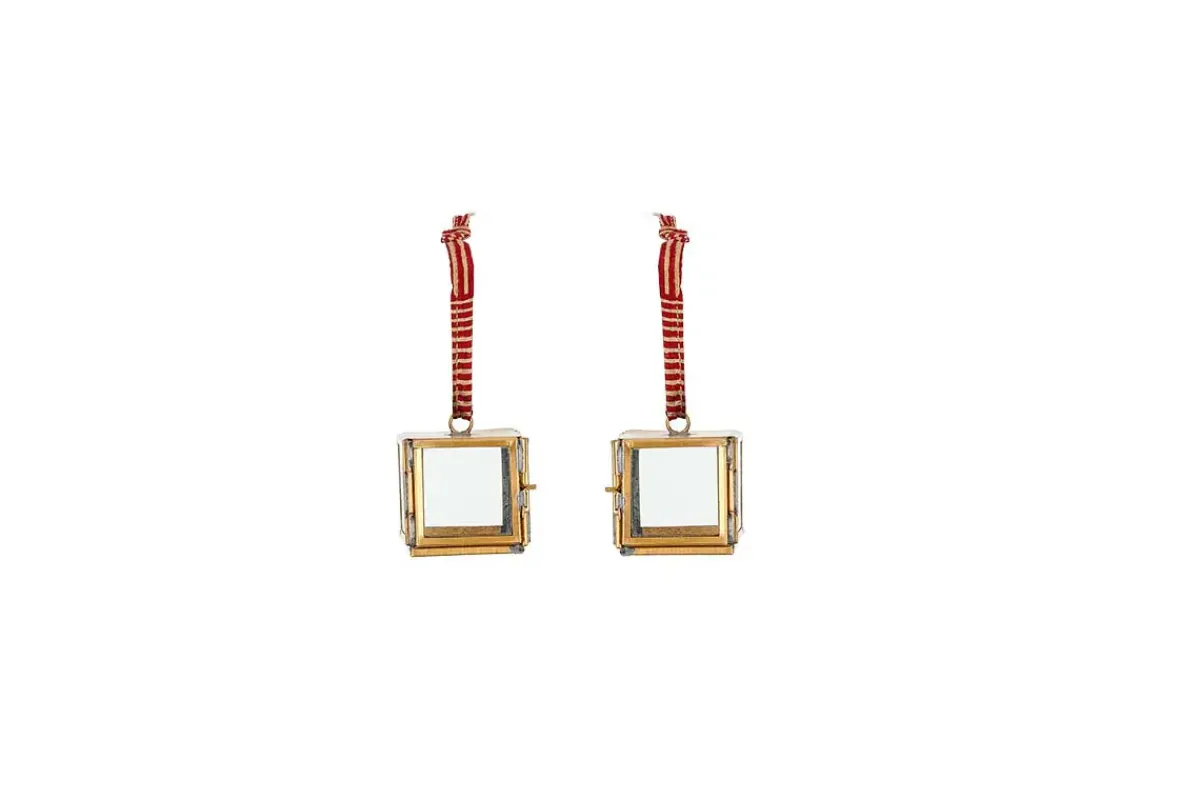 Bright Christmas|Baubles & Tree Decorations^Nkuku Tiny Kiko Box Decorations (Set of 2) - Antique Brass