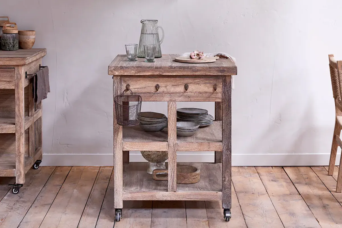 Pantry|Home Office^Nkuku Tivu Reclaimed Wood Butchers Block - Natural