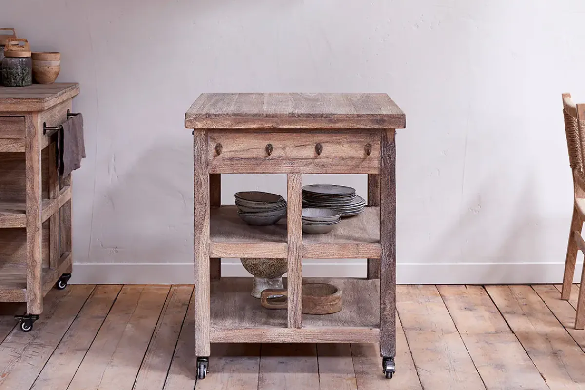 Pantry|Home Office^Nkuku Tivu Reclaimed Wood Butchers Block - Natural