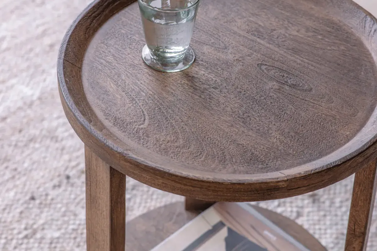 Living|Side Tables^Nkuku Triveni Mango Wood Side Table - Walnut Stain
