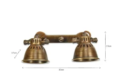 Spot Lights|Wall & Spot Lights^Nkuku Tubu Brass Double Spot Light - Antique Brass