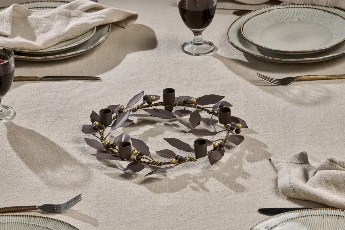 Decorative Home Accessories|Candle Holders^Nkuku Tula Garland Candle Holder - Brass & Rust