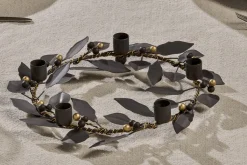 Decorative Home Accessories|Candle Holders^Nkuku Tula Garland Candle Holder - Brass & Rust