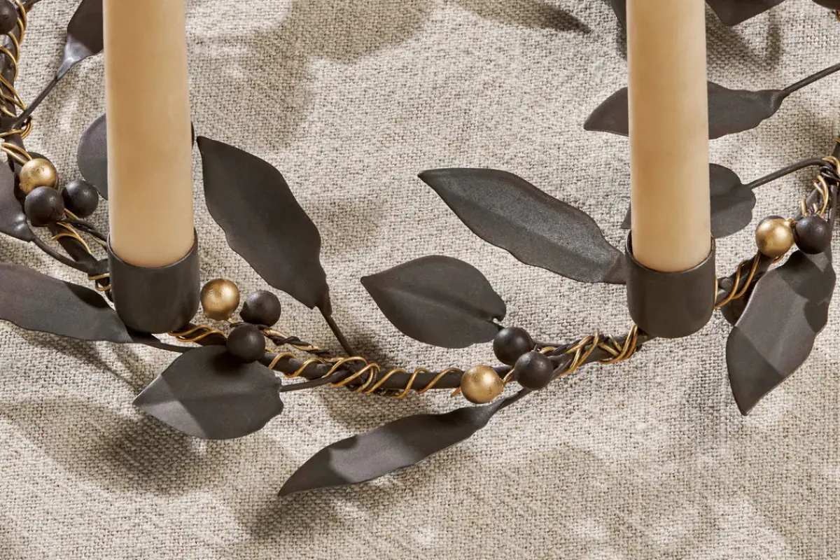 Decorative Home Accessories|Candle Holders^Nkuku Tula Garland Candle Holder - Brass & Rust
