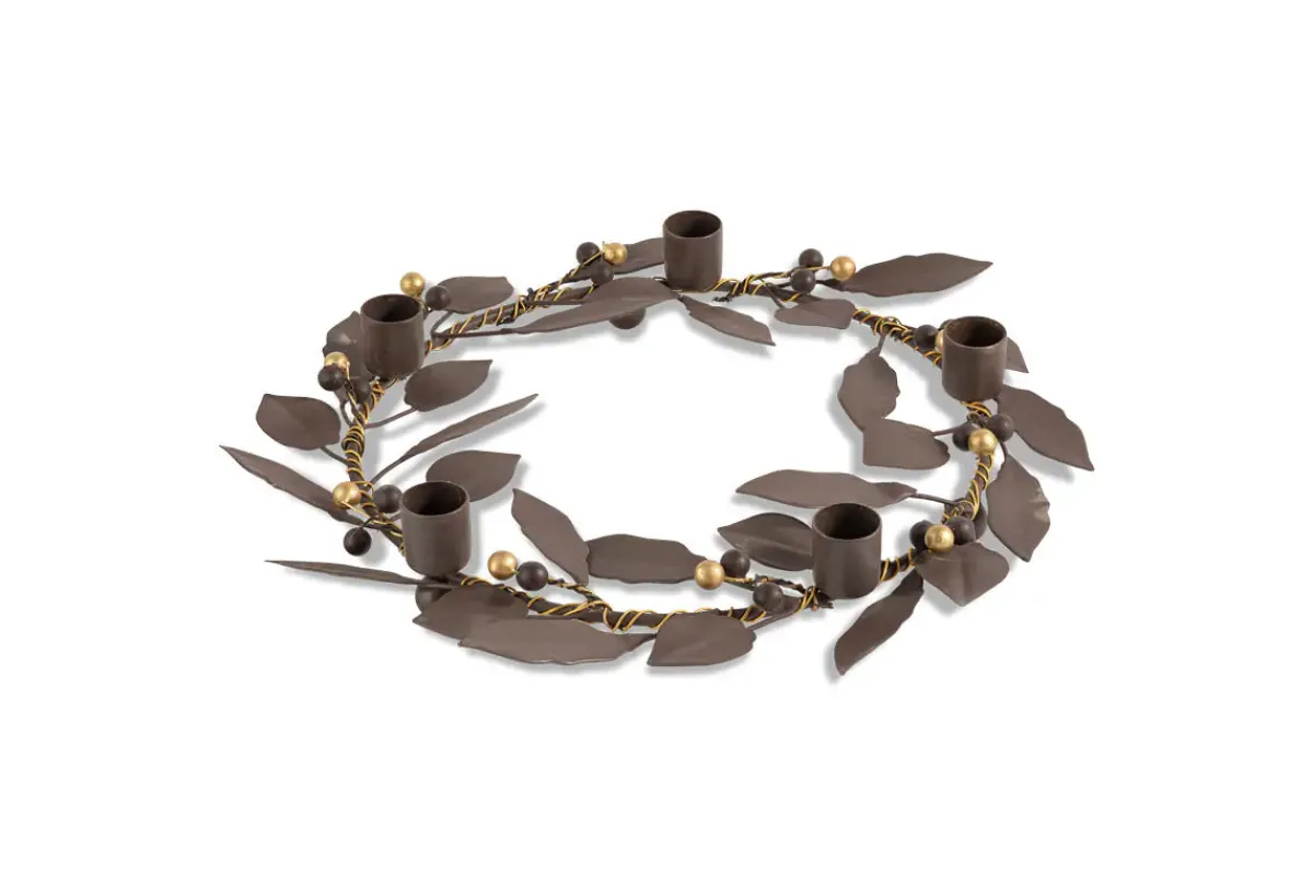 Decorative Home Accessories|Candle Holders^Nkuku Tula Garland Candle Holder - Brass & Rust