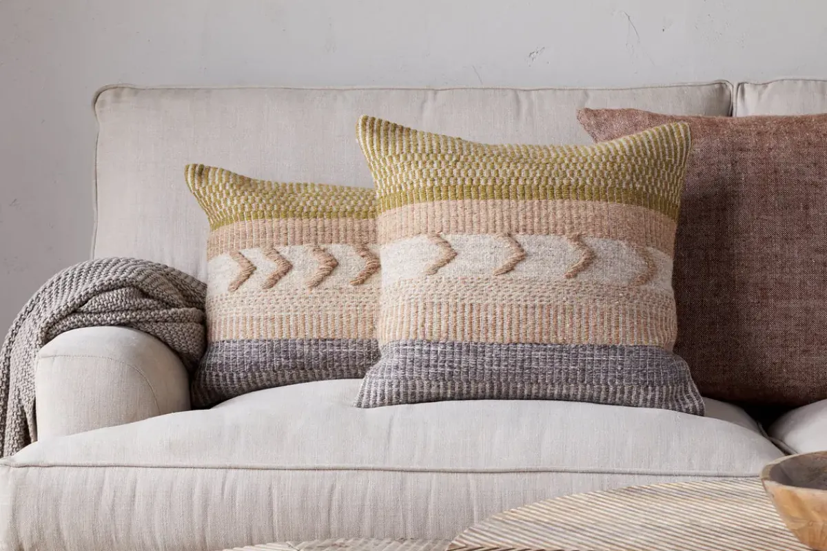 Bedroom Textiles|Cushions^Nkuku Tuleeka Wool Cushion Cover - Ochre