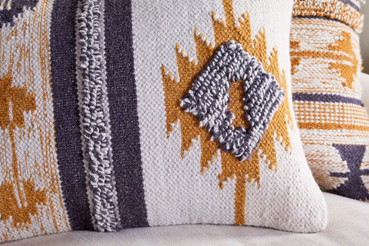Bedroom Textiles|Cushions^Nkuku Tussi Sia Cushion Cover - Mustard & Grey