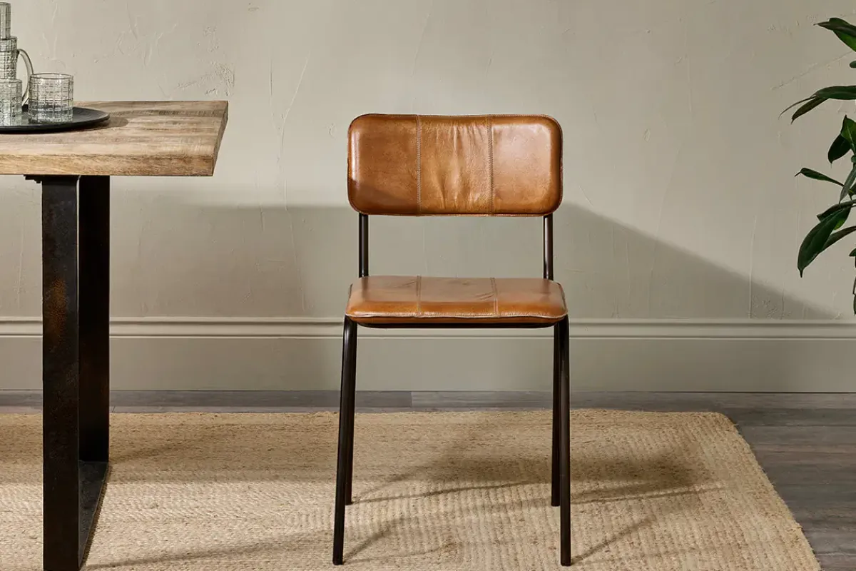 Home Office|Kitchen & Dining^Nkuku Ukari Leather Dining Chair - Aged Tan