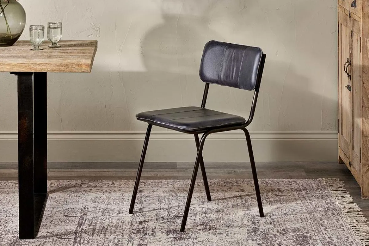 Home Office|Kitchen & Dining^Nkuku Ukari Leather Dining Chair - Aged Black