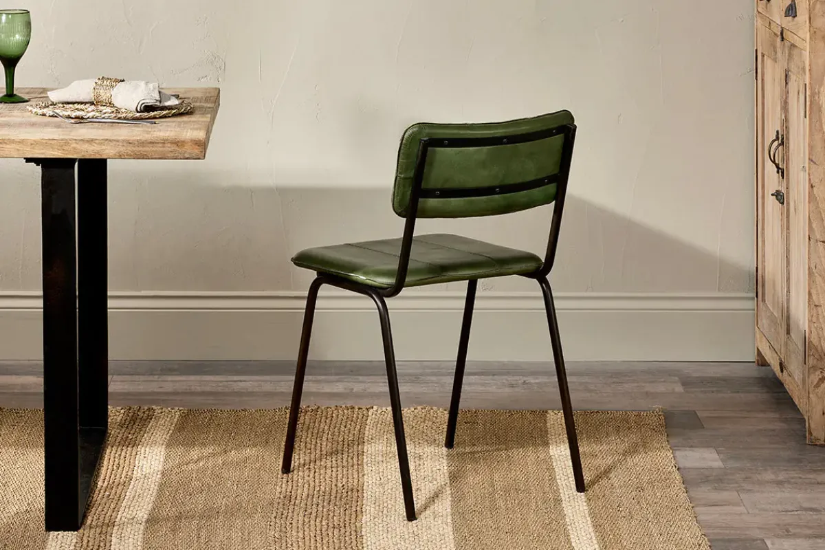 Home Office|Kitchen & Dining^Nkuku Ukari Leather Dining Chair - Rich Green