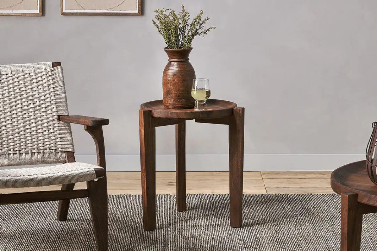 Living|Side Tables^Nkuku Umar Mango Wood Side Table - Dark Brown