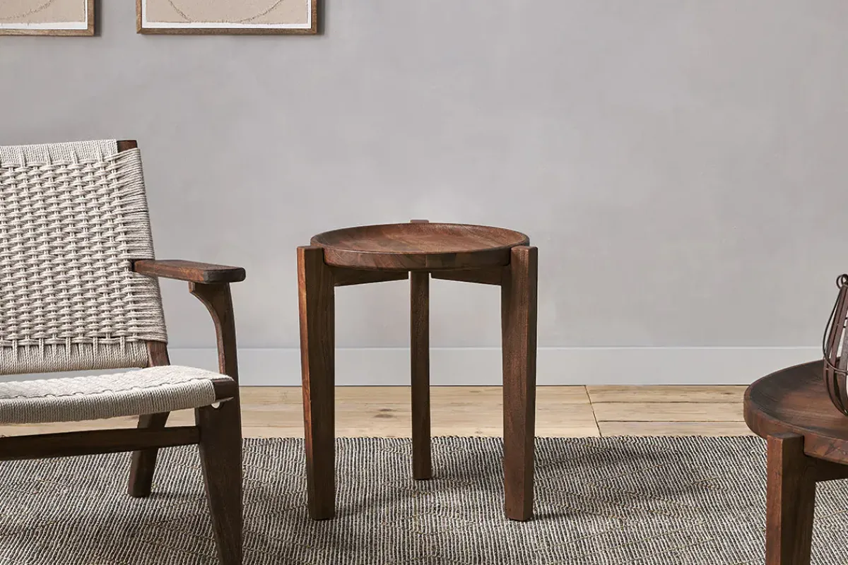 Living|Side Tables^Nkuku Umar Mango Wood Side Table - Dark Brown