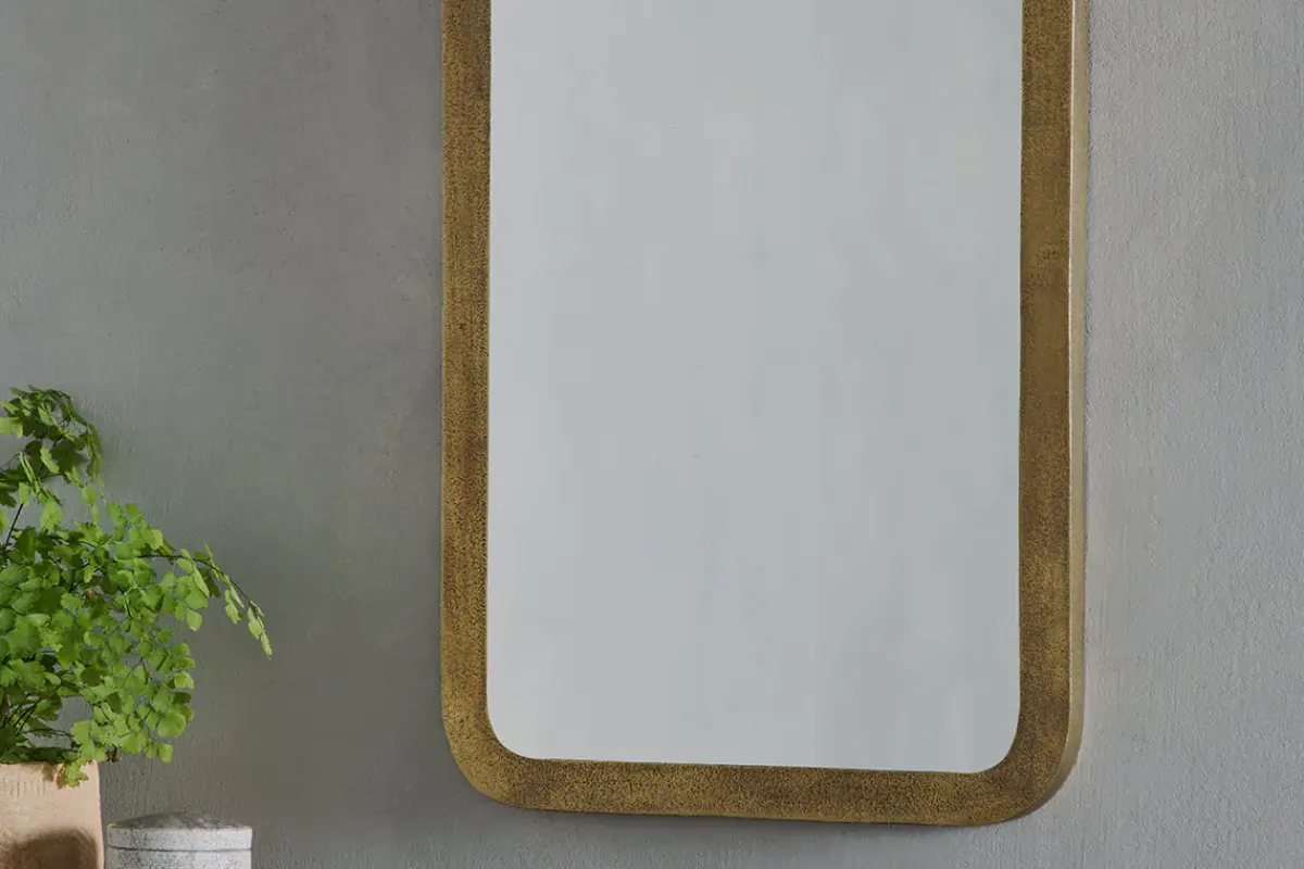 Wall Mirrors^Nkuku Ungura Rounded Mirror - Antique Brass - Small