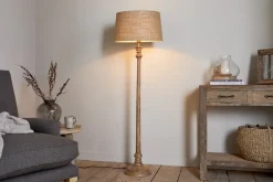 Floor Lamps^Nkuku Usha Classic Wooden Floor Lamp - Natural