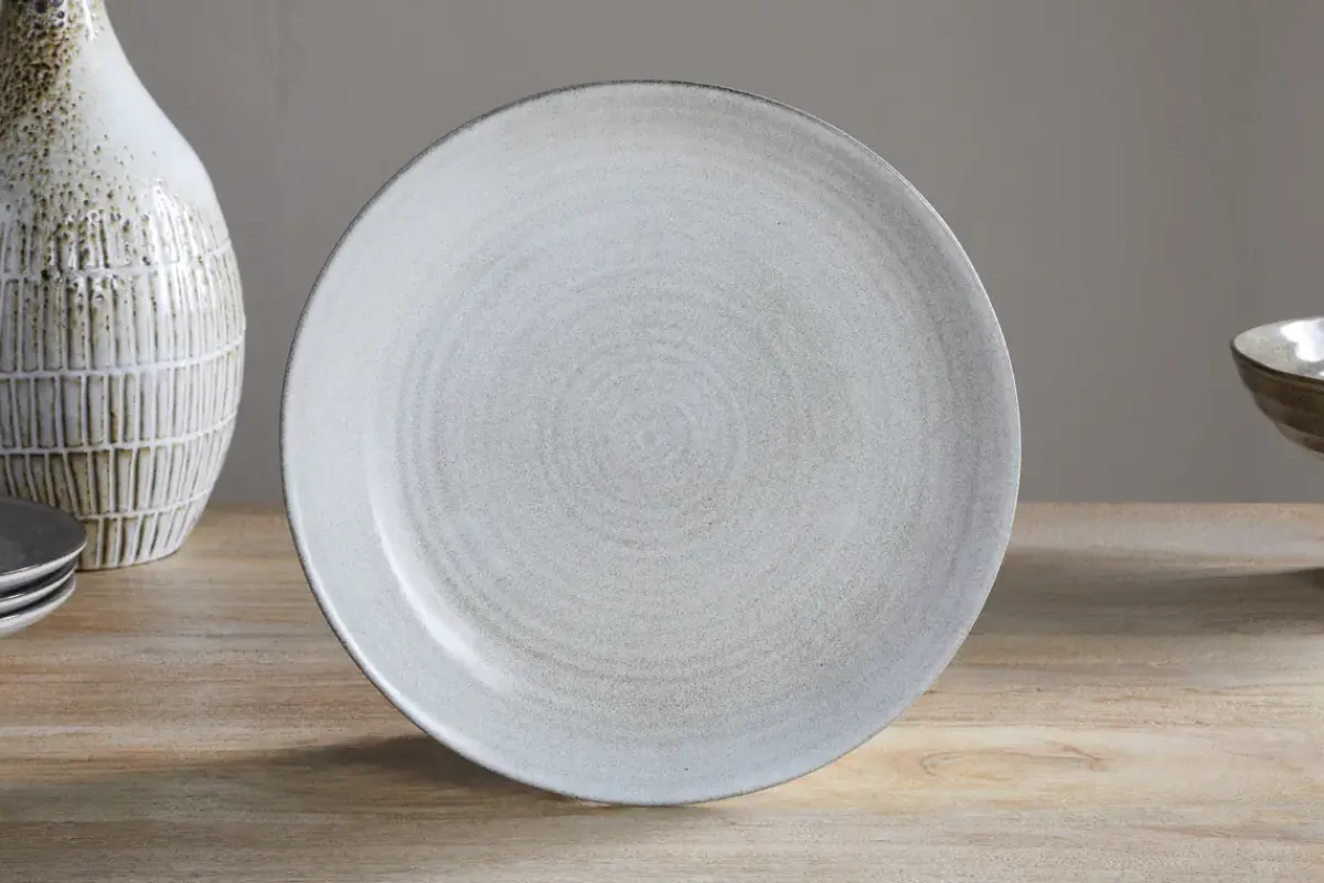 Plates^Nkuku Valinha Earthenware Dinner Plate - Grey