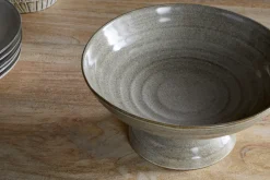 Bowls & Trays|Serving Bowls^Nkuku Valinha Earthenware Footed Bowl - Grey