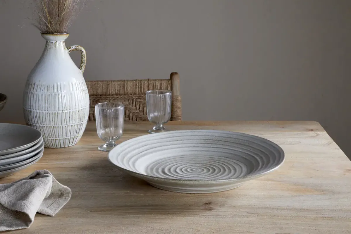 Trays & Platters^Nkuku Valinha Earthenware Round Platter - Grey