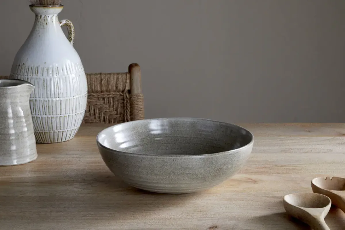 Serving Bowls|Bowls^Nkuku Valinha Earthenware Serving Bowl - Grey