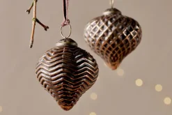 Baubles & Tree Decorations^Nkuku Varu Baubles - Black & Gold - (Set of 4)