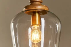 Pendant Lighting^Nkuku Varuna Mango Wood & Glass Pendant Lamp - Natural & Clear