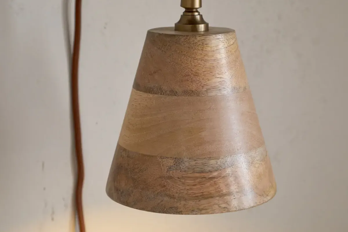 Wall Lights^Nkuku Vattu Mango Wood Plug In Wall Lamp - Natural & Antique Brass