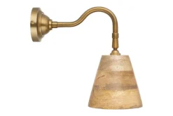 Wall Lights^Nkuku Vattu Mango Wood Plug In Wall Lamp - Natural & Antique Brass